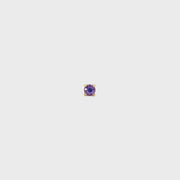 14K Yellow Gold Martini Set Natural Round Cut Purple Sapphire Stud Earring