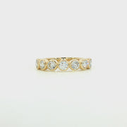 14K Yellow Gold Seven Stone Bezel Set Diamond Band