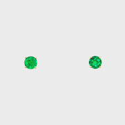 14K Yellow Gold Martini Set Emerald Stud Earrings
