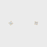 14K Yellow Gold Martini Set Diamond Stud Earrings