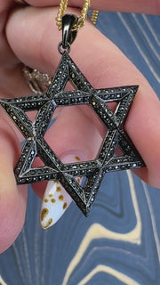 14K White Gold Black Ruthenium Plated Black Diamond Star of David 'Max' Pendant