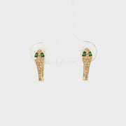 14K Yellow Gold Emerald and Natural Diamond Snake Huggies