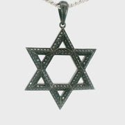14K White Gold Black Ruthenium Plated Black Diamond Star of David 'Max' Pendant