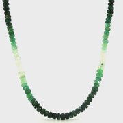 14K Yellow Gold Graduated Rustic Emerald Beaded Necklace